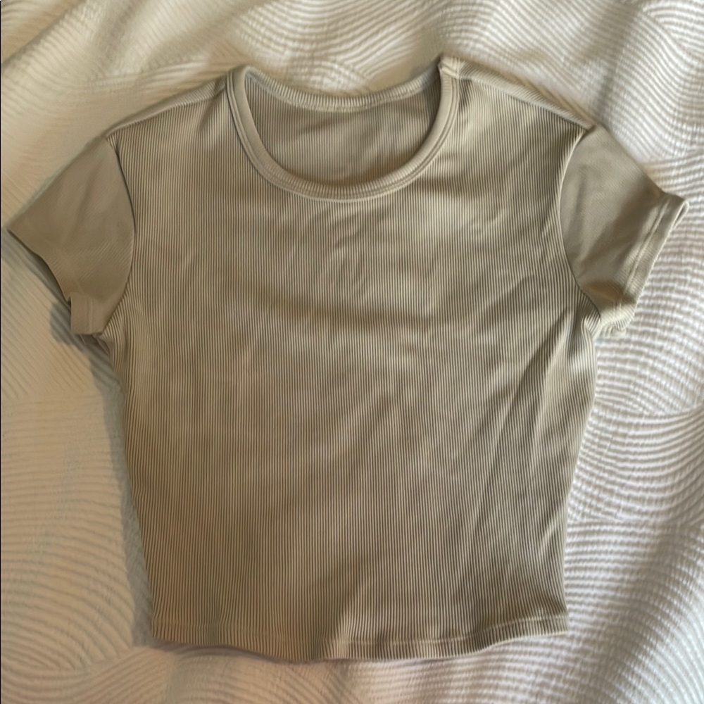 ALO Yoga Women's Ribbed Crop Top in Light Olive